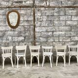 Lot of 8 white Baumann chairs in vintage troquet bistro