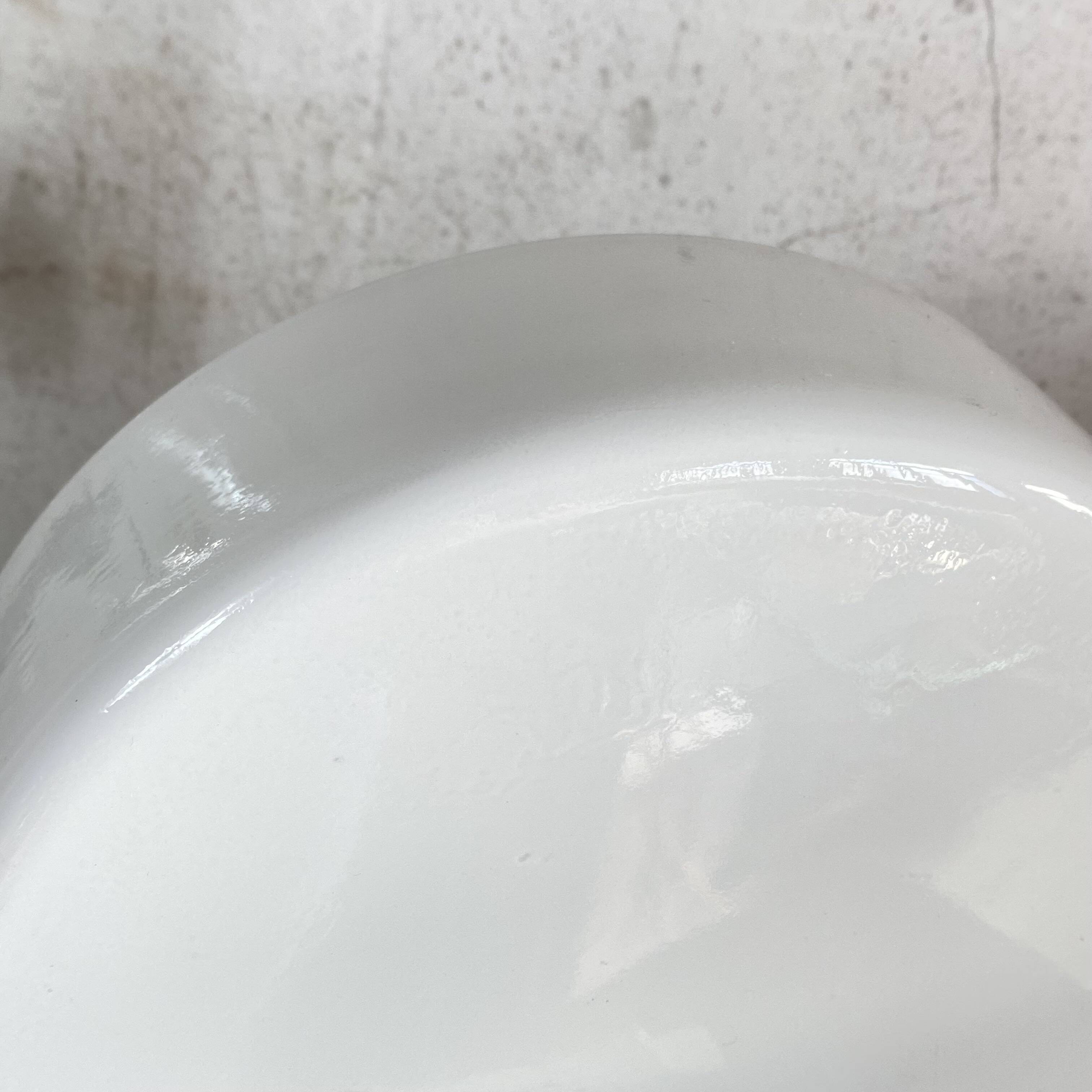 Large wall lamp with white opaline glass, vintage ceiling light, 26 cm.