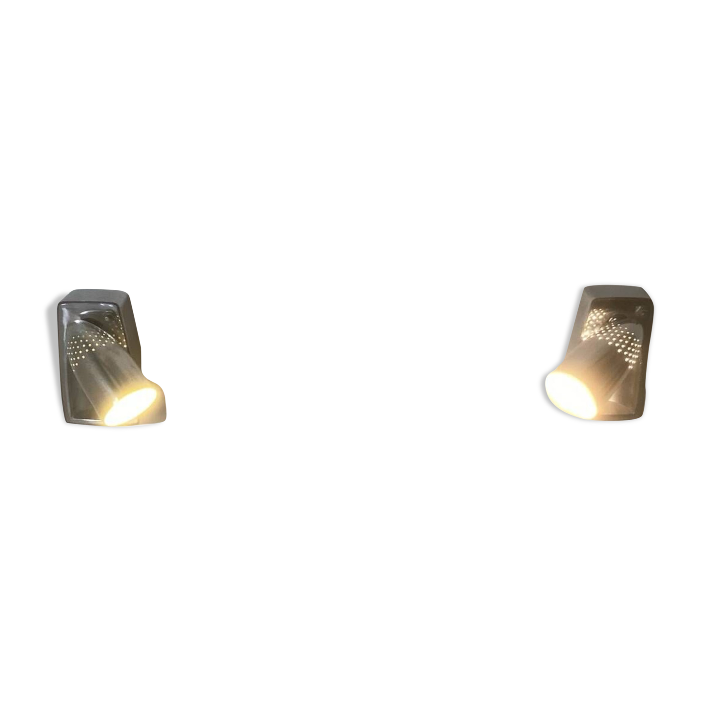 2 appliques murales industrielles aluminium design 1960