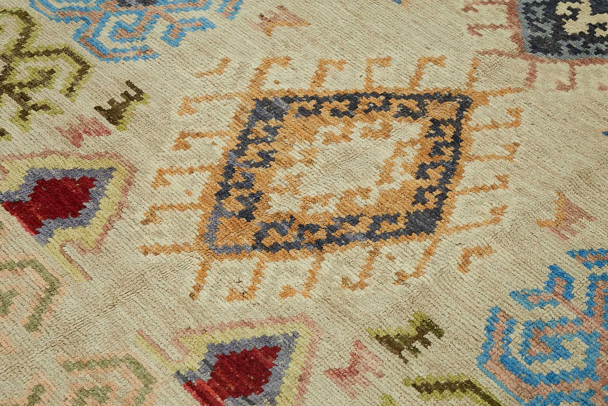 Tapis décoratif tribal fait main en laine multicolore 251 cm x 301 cm