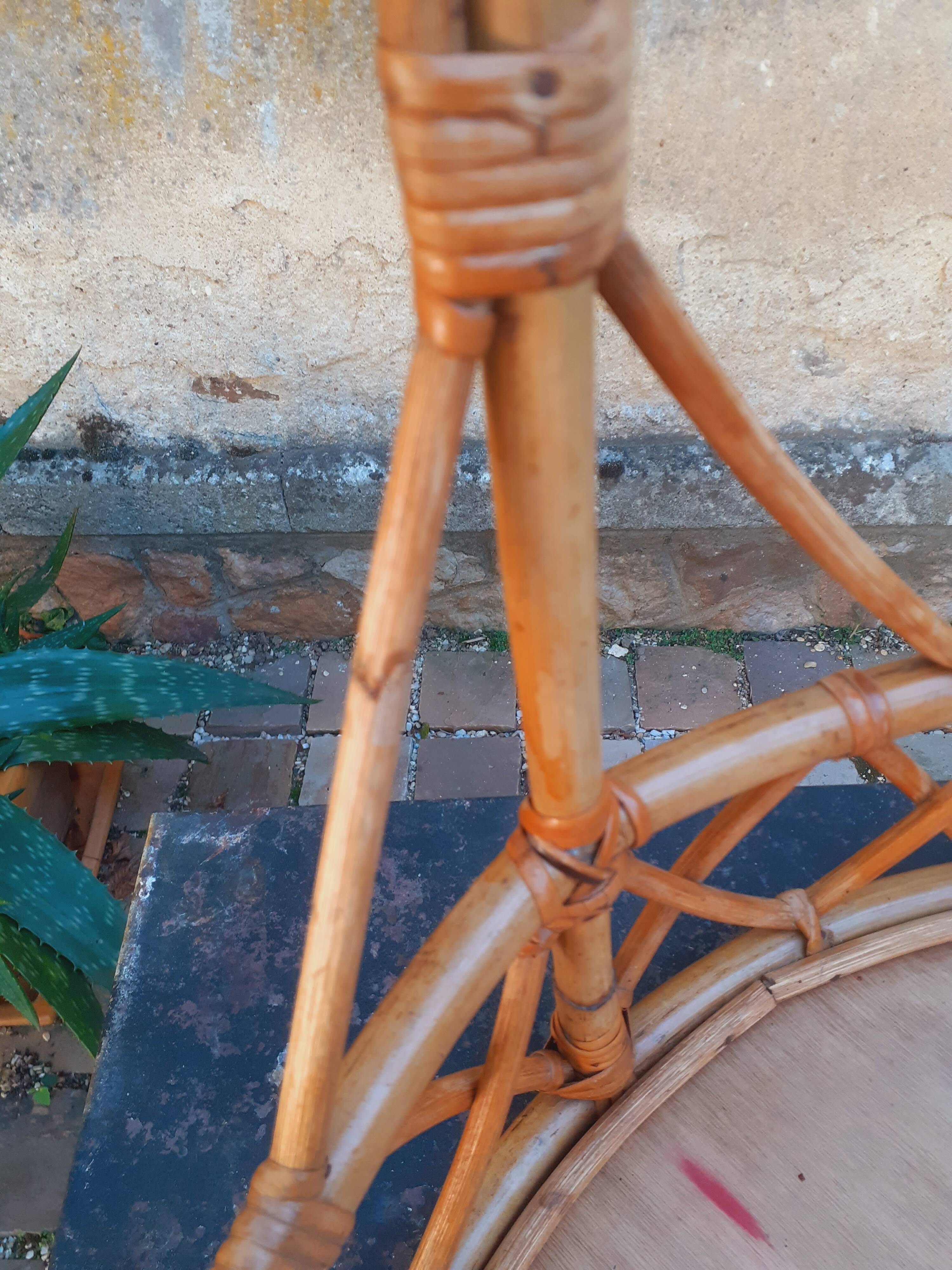 60s rattan hanging planter