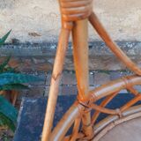 60s rattan hanging planter