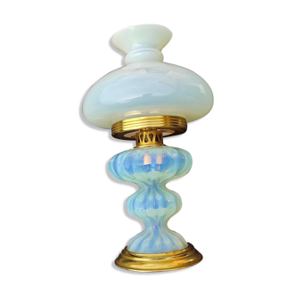 Opaline table lamp mid-20th century iridescent opal color