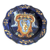 Ashtray Pocket Dish Earthenware Gien Renaissance Model Angel Cherub Blue