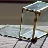 4 anciennes boites à bijoux en verre, laiton et miroir