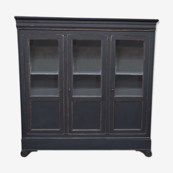 Black patinated cherry bookcase library showcase