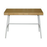 Small bamboo desk with three drawers.