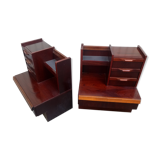 Pair of vintage 70s bedside table in wengé