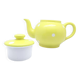 Théière vintage en porcelaine jaune à pois blancs