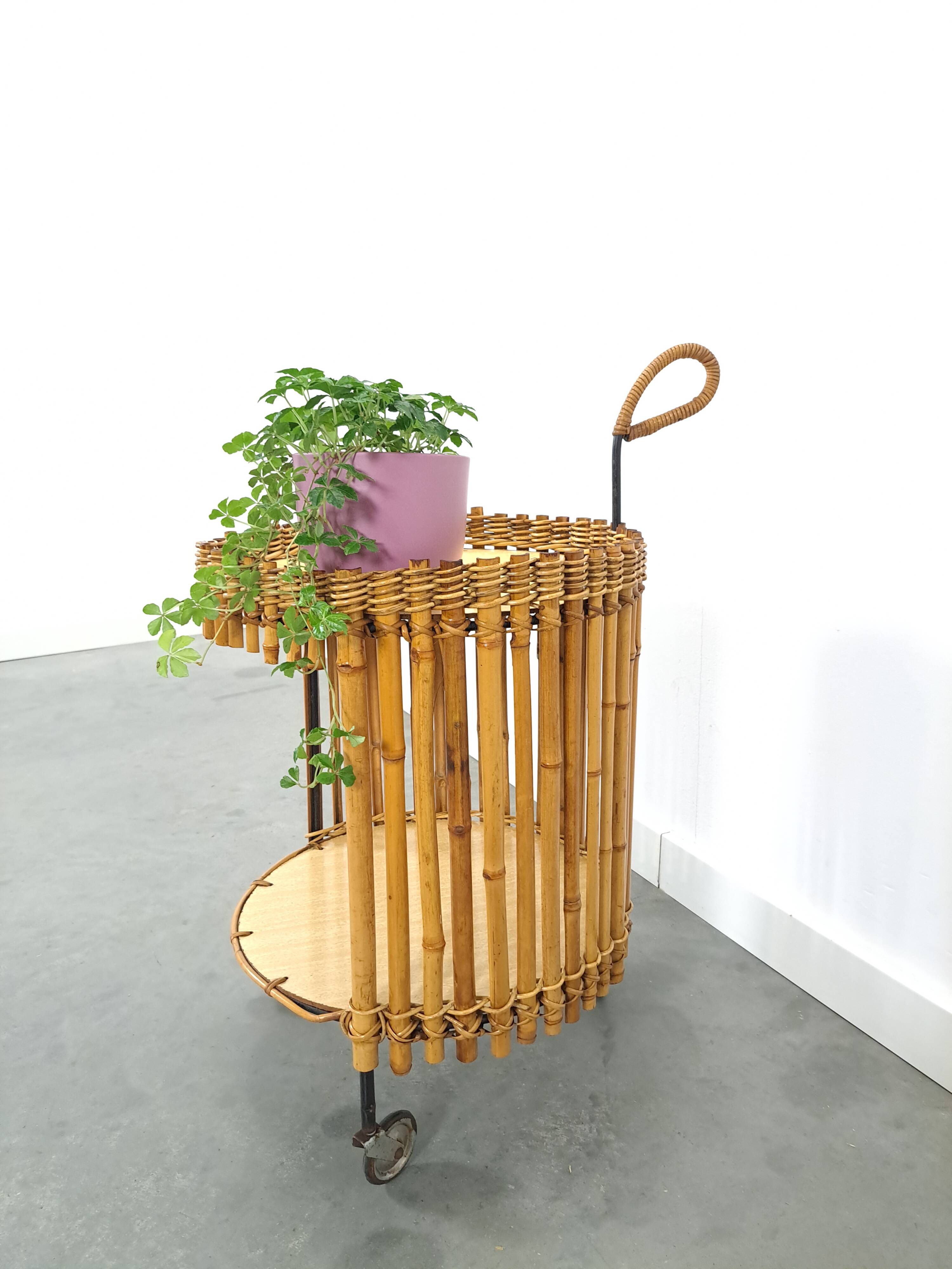 Bamboe trolley, bijzettafel