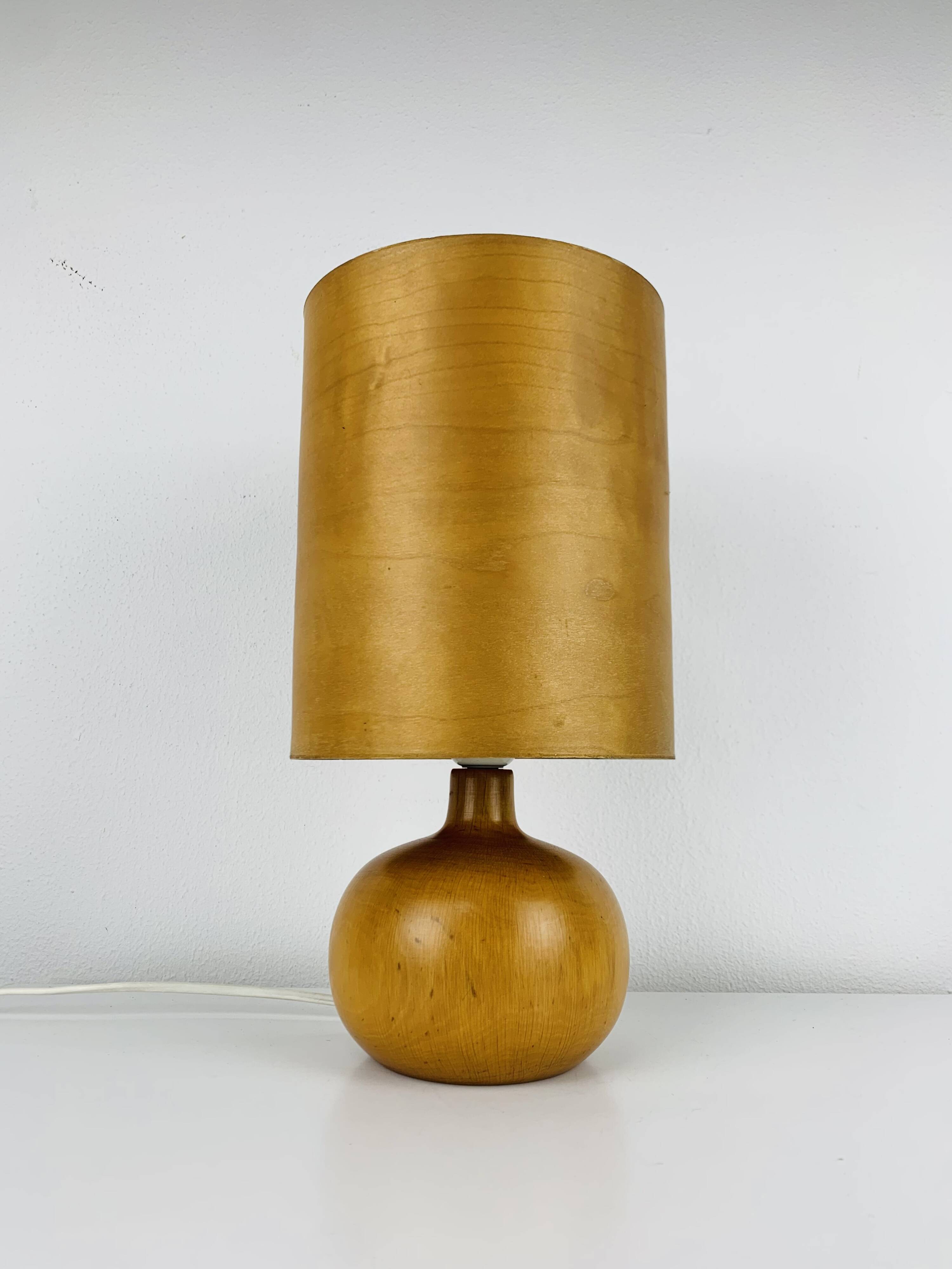 Scandinavian style wooden ball lamp, 1960s