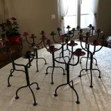 1 set of 10 candle holders 3 branches in wrought iron
