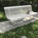 White metal Garden Bench and wooden slats 1970
