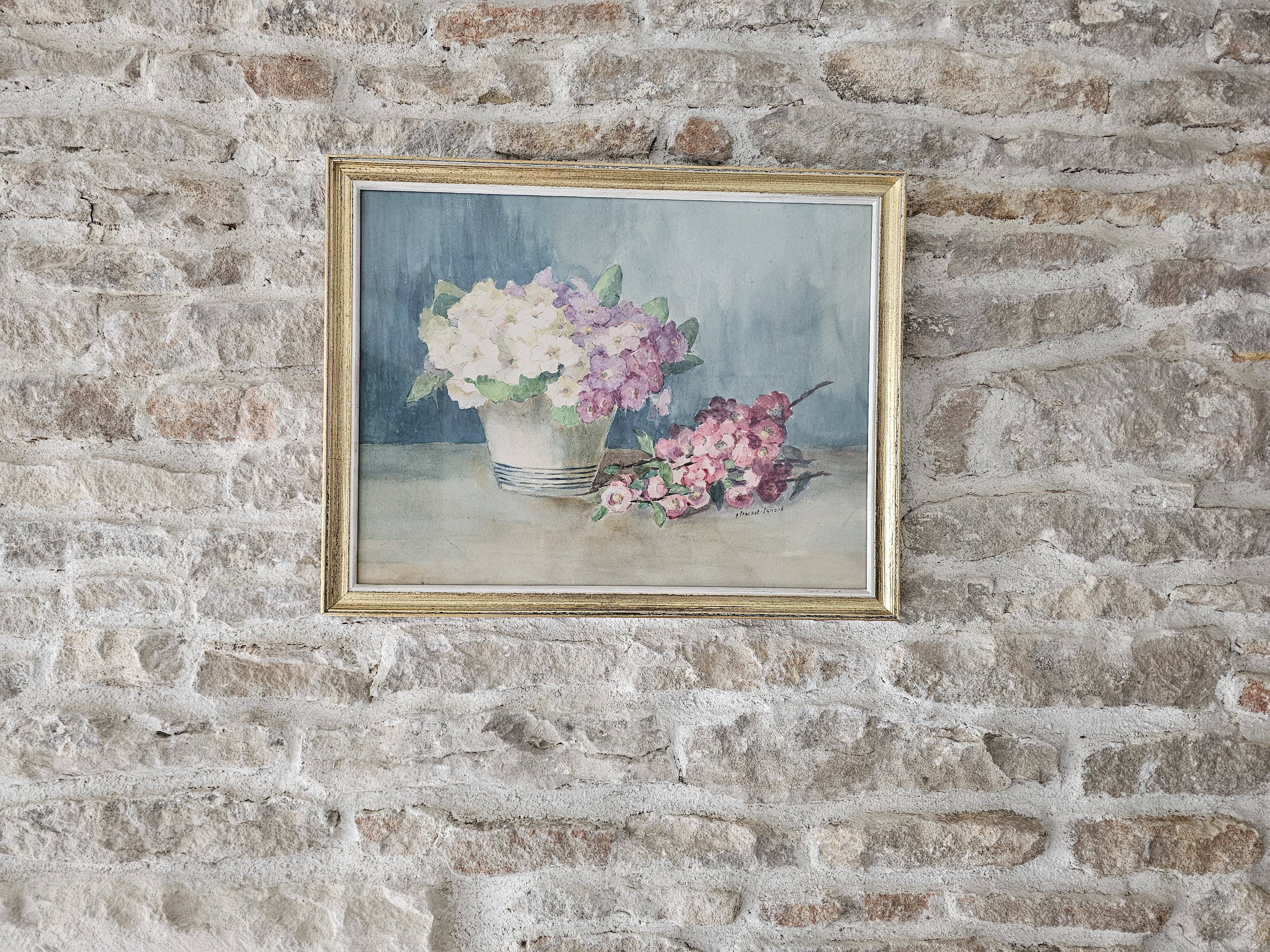 Tableau - Aquarelle Bouquet de fleurs signé Prochot