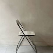 White folding chair & chrome Plia by G. Piretti for Castelli, 1970