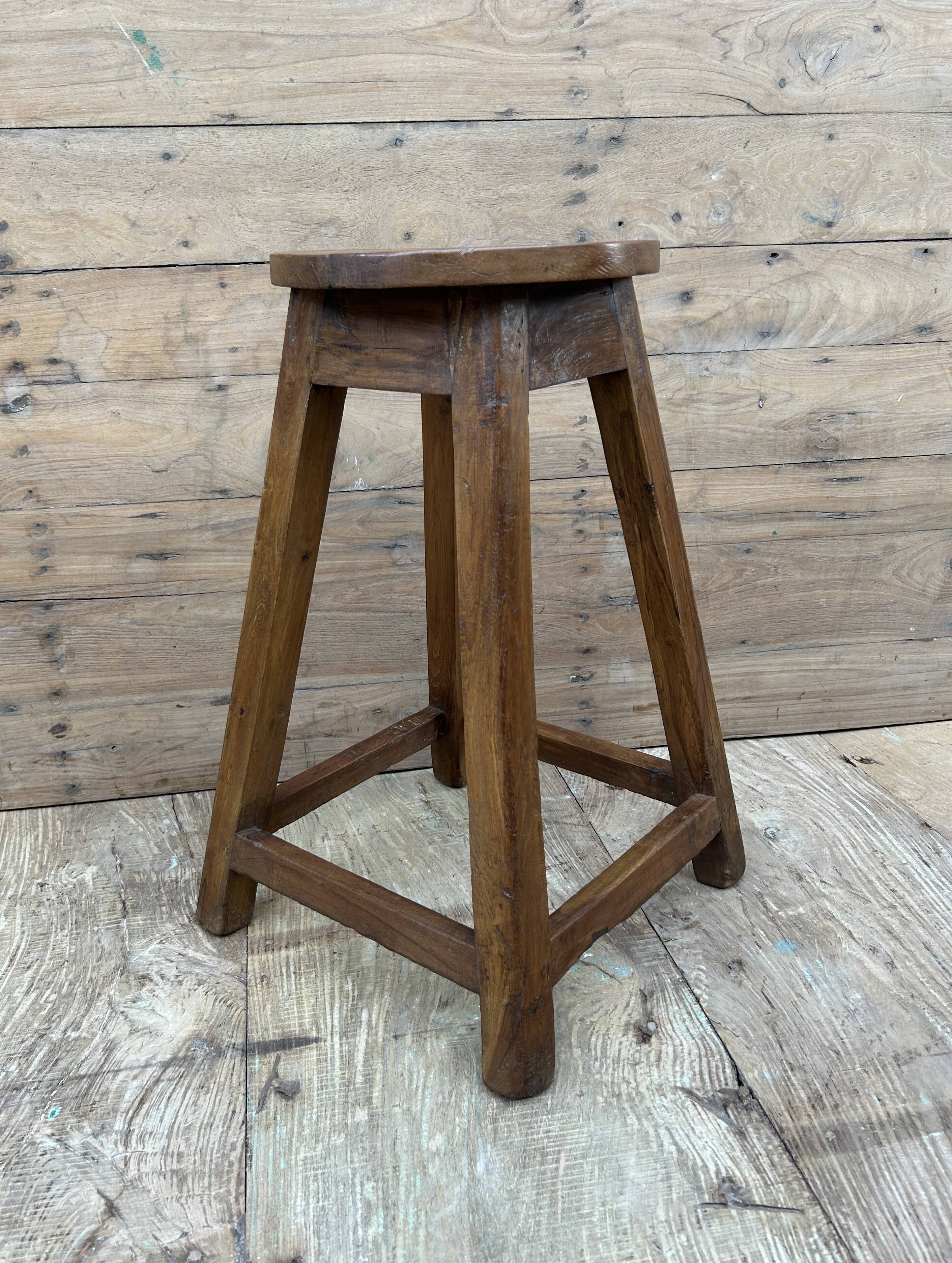 Solid teak workshop stool