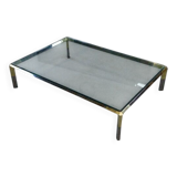 Glass and chrome metal coffee table by Philippe Parent France 1970's