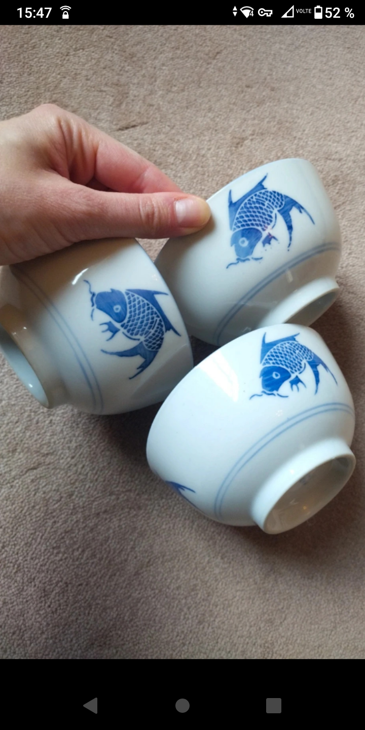 3 Chinese porcelain carp bowls