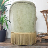 Vintage pistachio green velvet toad chair