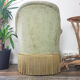 Fauteuil crapaud en velours vert pistache vintage