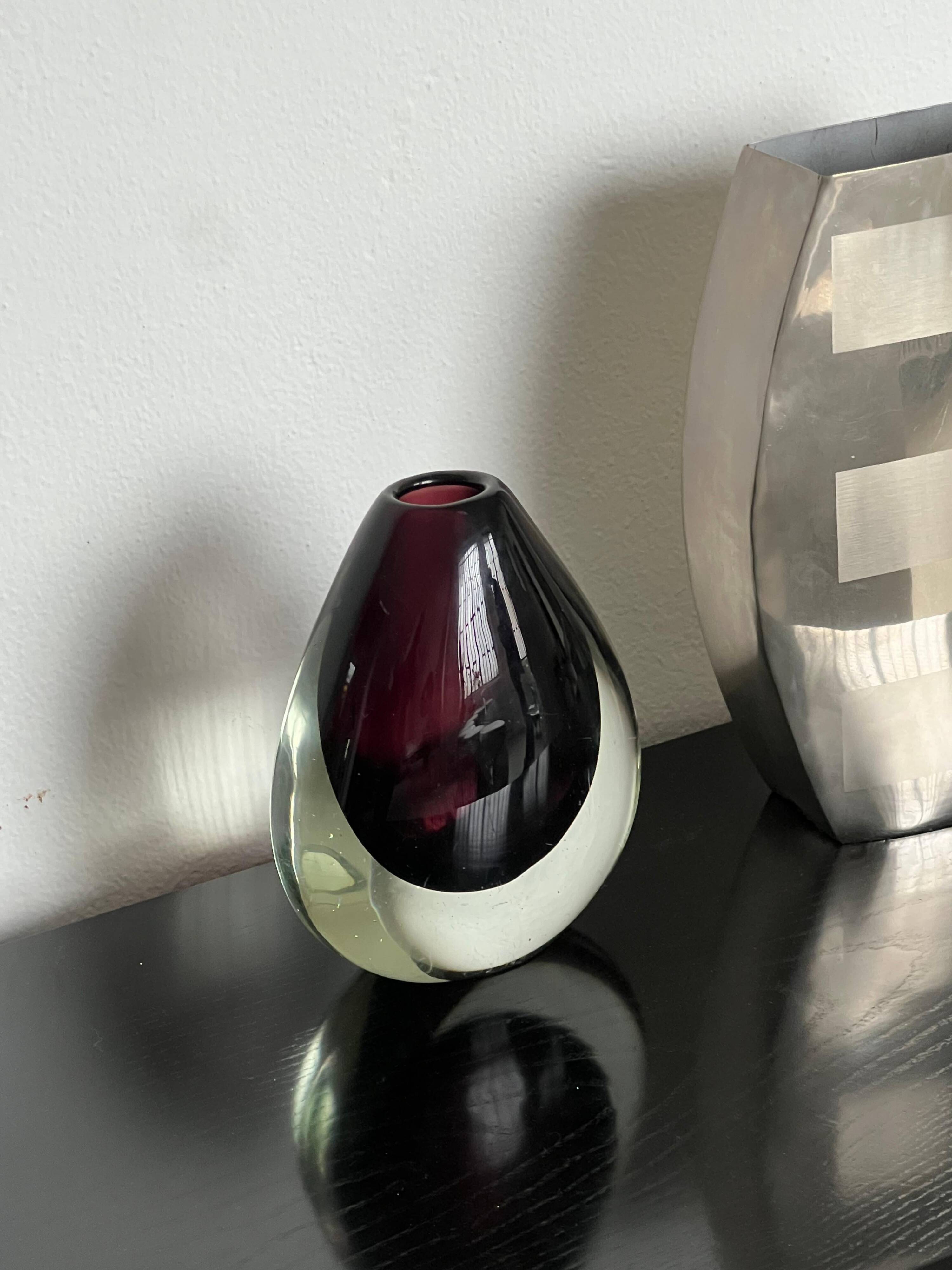 Decorative stainless steel vase with geometrical shapes imprinted, 1970's