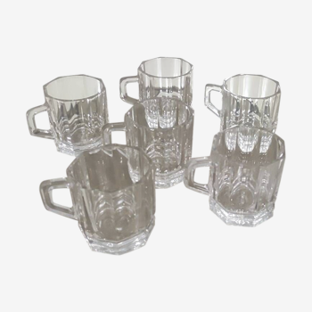 Coffee cups in thick worked glass Made in Italy Vetravir Vintage year 30'