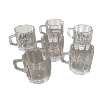 Coffee cups in thick worked glass Made in Italy Vetravir Vintage year 30'