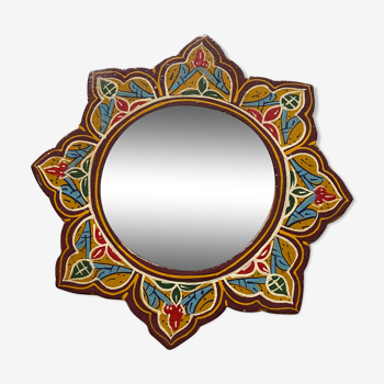 Miroir en bois peint indien