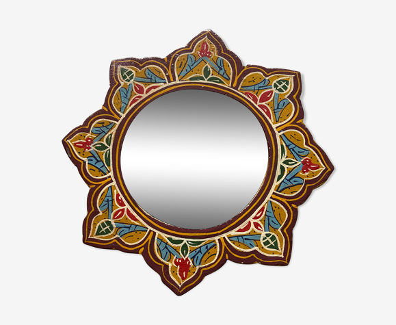 Miroir en bois peint indien