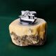 Alabaster lighter by Romano Bianchi, cream colour, Italy, 1970s