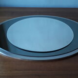 Miroir ovale années 70-80 tain fumé et clair 70x48cm