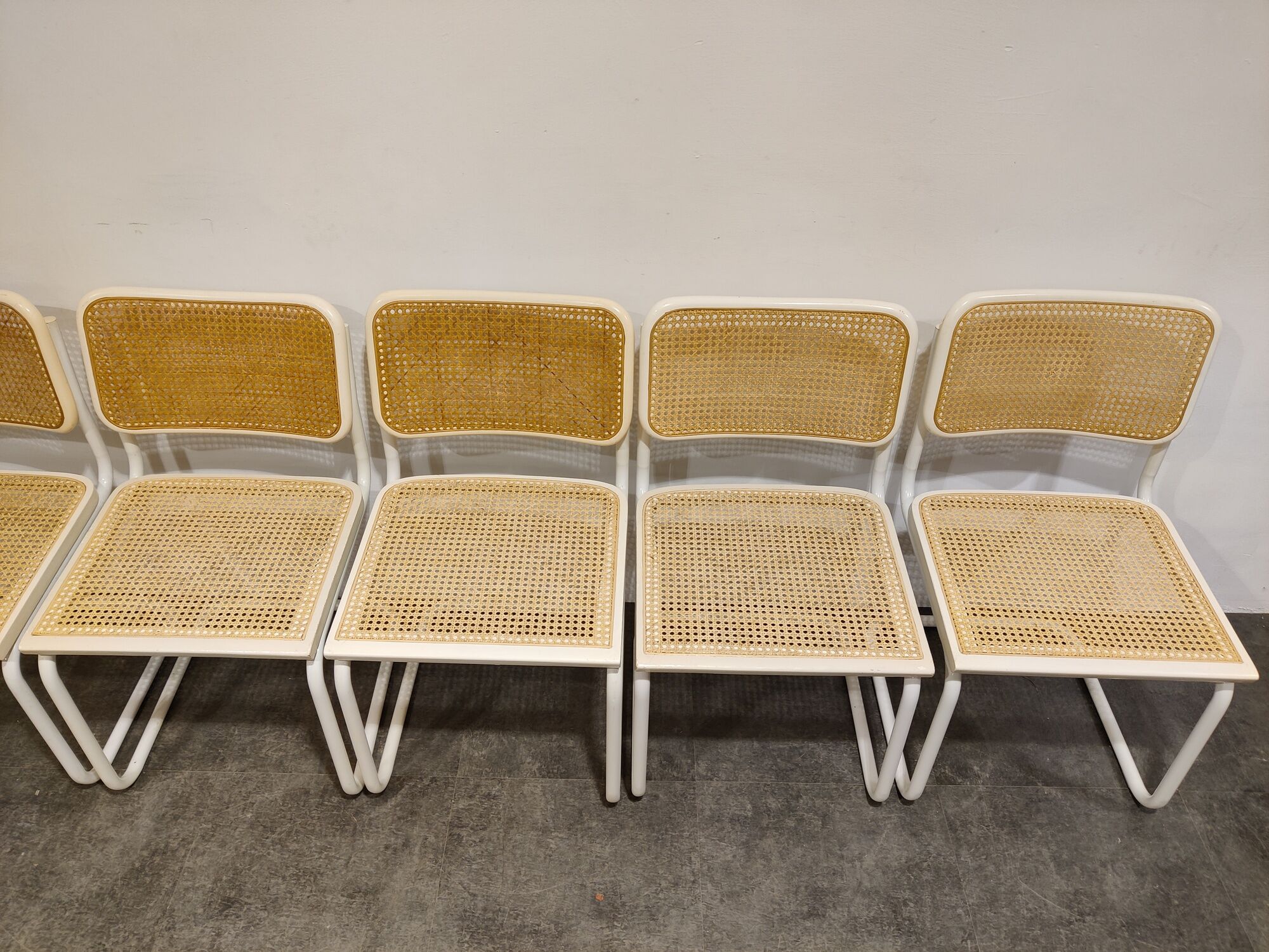 Set of 8 vintage Marcel Breuer Cesca chairs, made in italy, 1970s