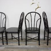 Lot of 4 Italian design chairs 70s - 80s in black laqué wood