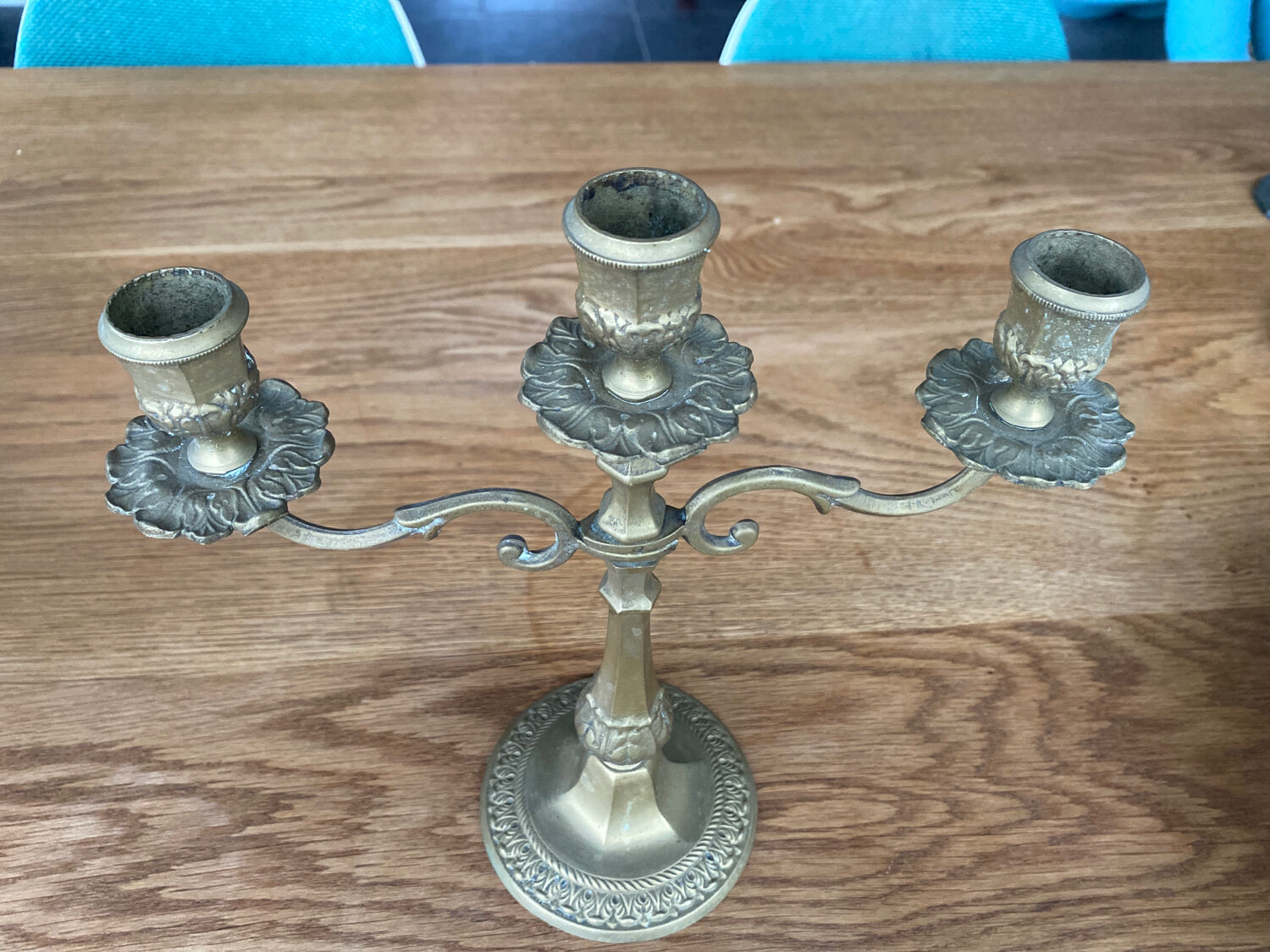 Antique brass candle holder