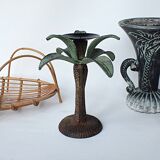 Ancien bougeoir en forme de palmier en métal patiné