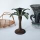 Antique palm tree-shaped candlestick in patinated metal