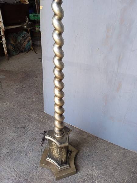 Silver carved wood floor lamp from the 1940s