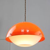 Italian space age orange plexiglass pendant lamp, 1970s