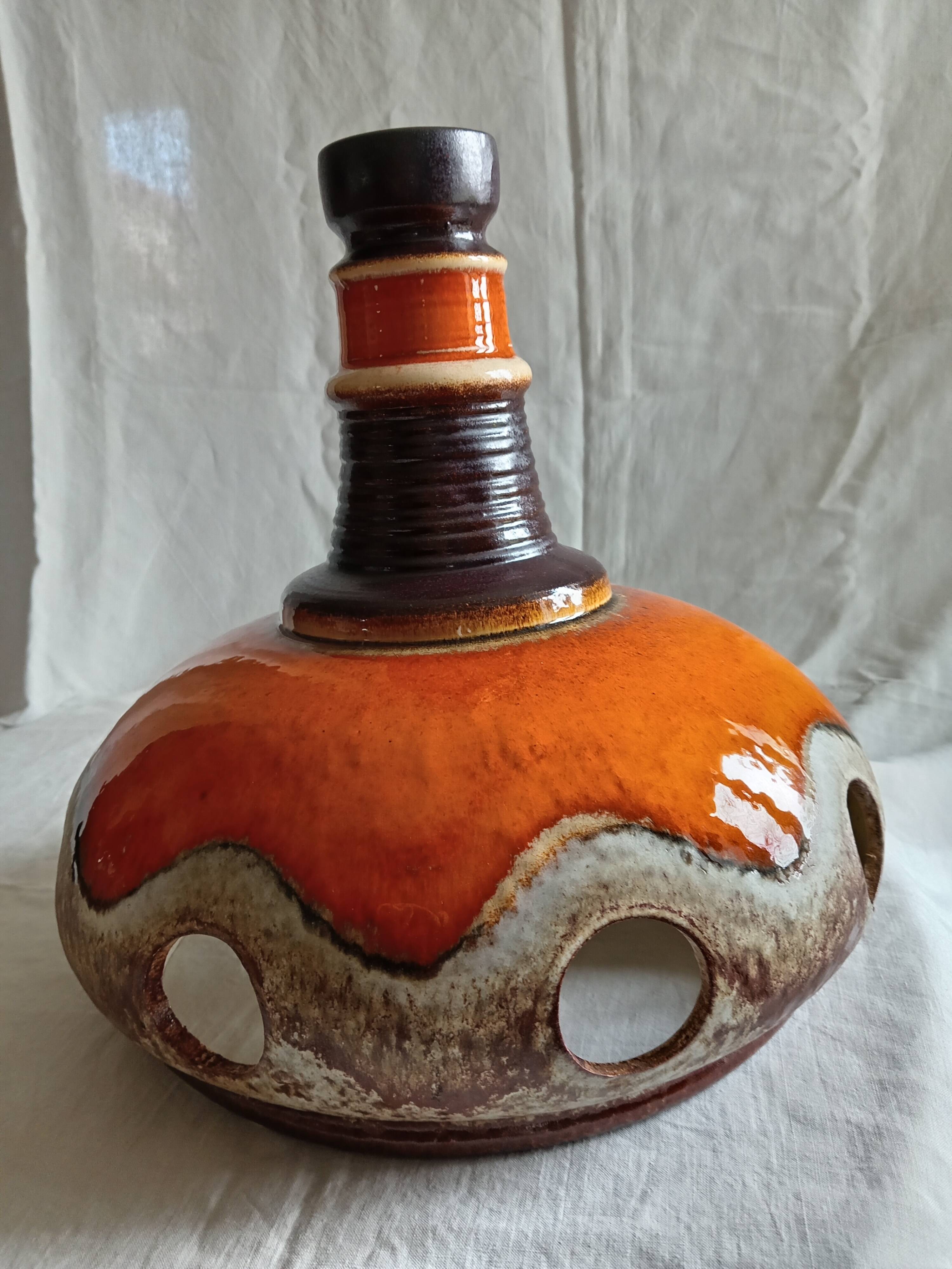 Vallauris style terracotta pendant light, 1970s