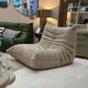 Chauffeuse Togo Ligne Roset par Michel Ducaroy bouclette moka taupe beige