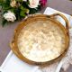 Vintage round bamboo and Capiz shell platter – Italy, 1970s