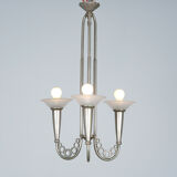 Art Deco chandelier circa 1930 in metal and glass