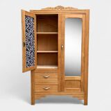 Parisian art deco hotel wardrobe in solid raw oak 1930