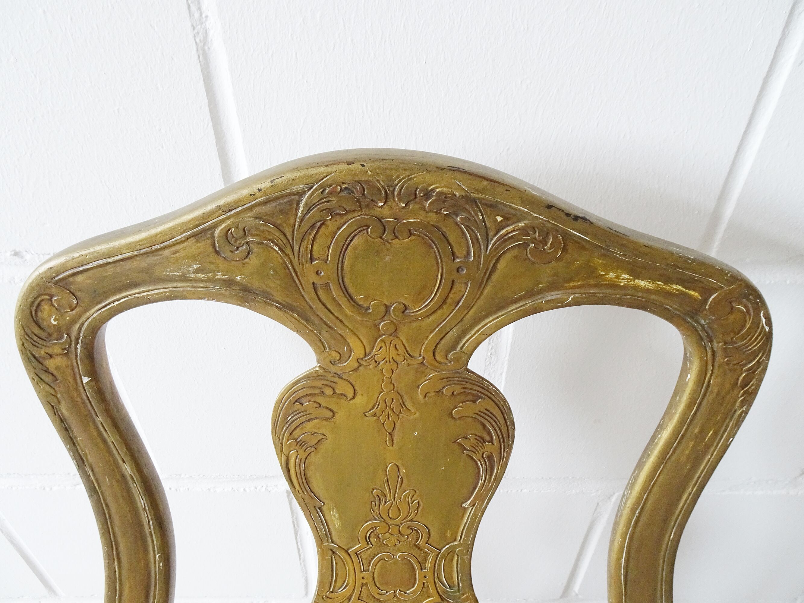 Golden baroque chair, gold-plated wooden chair louis xiv.