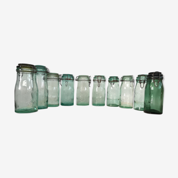 Lot of 10 old conservation Lorrain glass jars