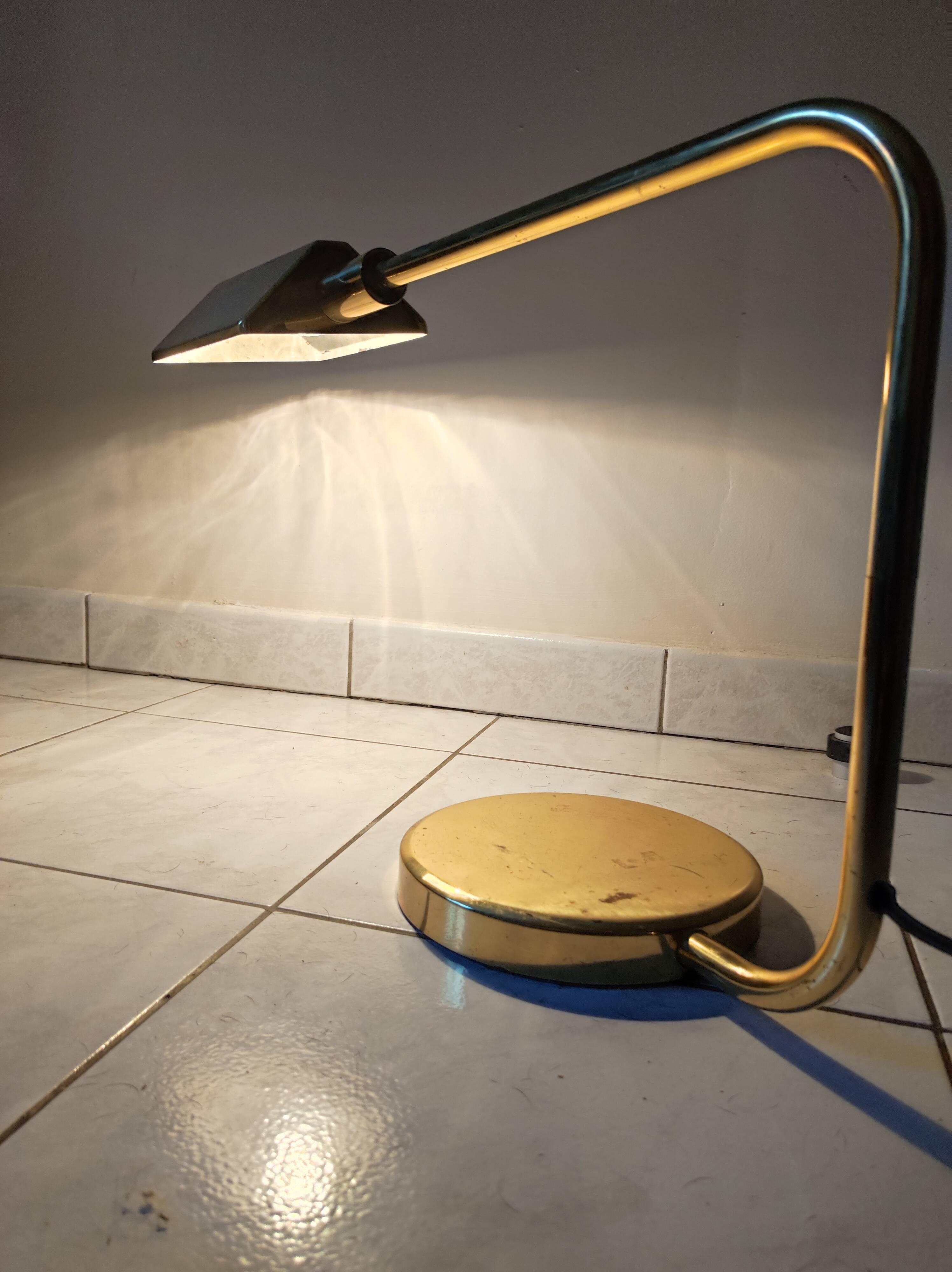 Articulated brass desk lamp, Italian design