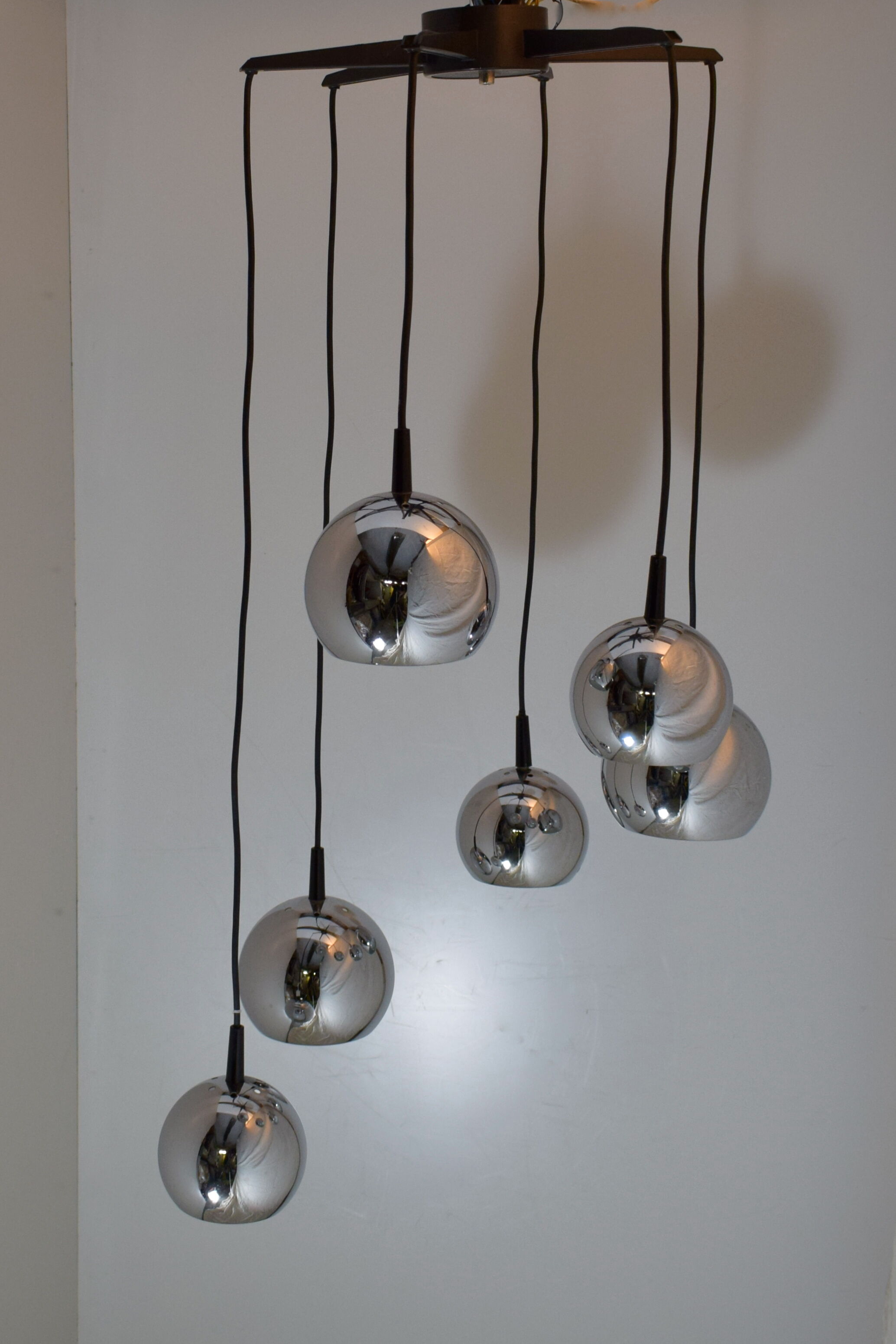 Lustre chromées cascade 6 suspensions  1970