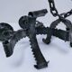 Pair of brutalist 60s metal chain candle holders