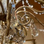 Italian Cut Crystal and Glass Beads Cage Chandelier, 1800s