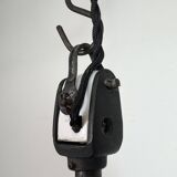 Industrial Black Enamel Factory Lamp with Porcelain Top, 1950s